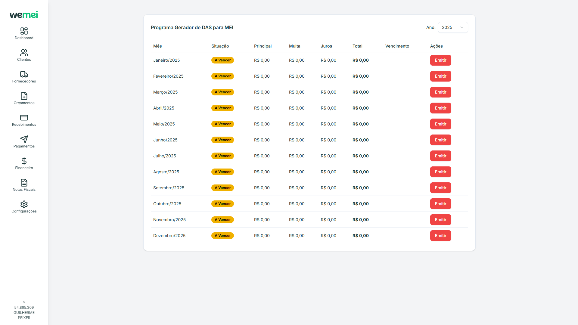 Tela de Emitir DAS-MEI